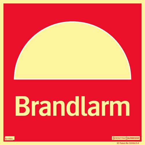 Skylt brandlarm Supernova färgefterlysande